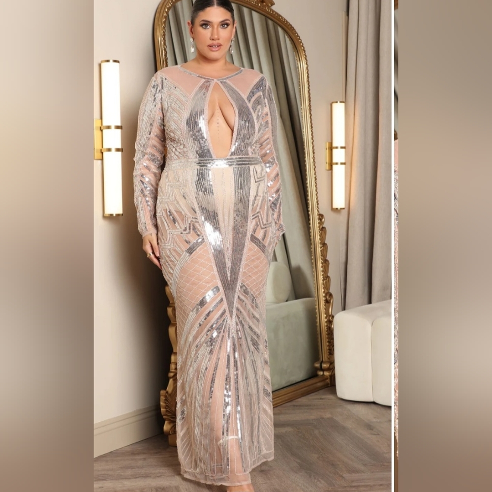 Talk of the Night Sheer Sequin Dress